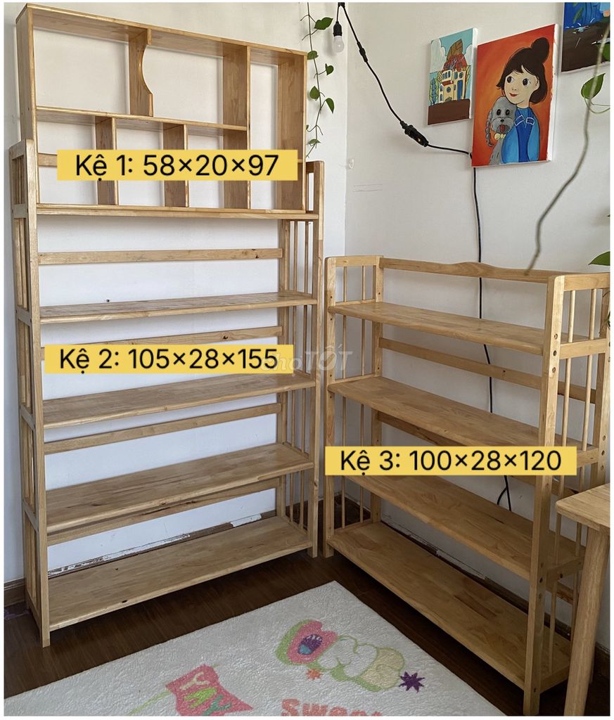 Kệ sách gỗ cao su vàng gỗ đã dùng. Mua bán Tủ, kệ gia đình tại Quận Tân Bình Tp Hồ Chí Minh được đăng bởi Gaugau145 hình 1