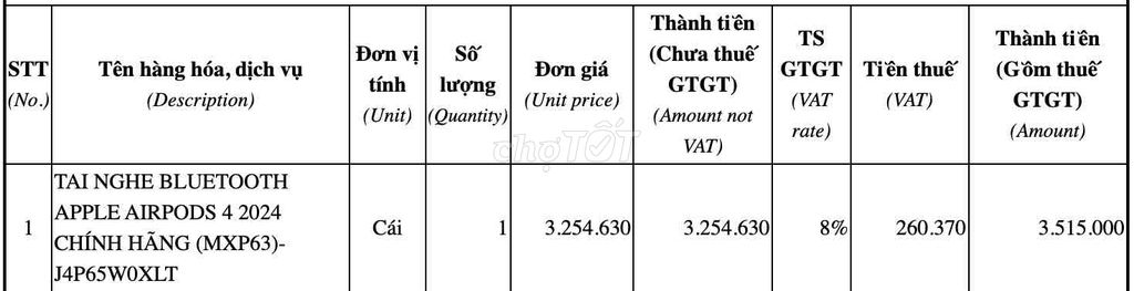 Tai nghe Bluetooth Apple AirPods 4 Trắng Mới 100%. Mua bán Tivi, Âm thanh tại Quận Hà Đông Hà Nội được đăng bởi NguyenBaTuanNghia hình 1