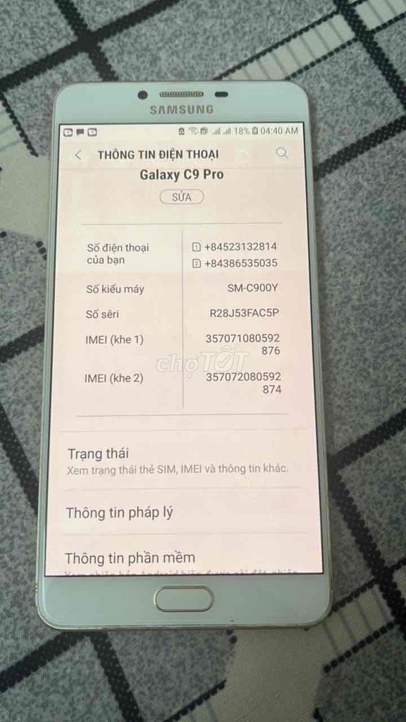 cần bán sam sung c9 pro may rin nha gia 600k. Mua bán Điện thoại tại Thành phố Thủ Đức Tp Hồ Chí Minh được đăng bởi lâm phong hình 1