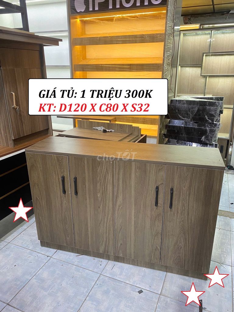 TỦ SÁCH HỒ SƠ CAO 80CM - TỦ KỆ NÂU GỖ