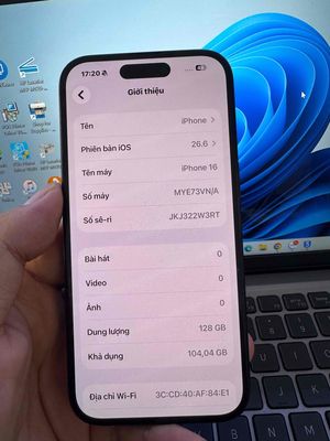 Apple iPhone 16 128GB Đen 93%