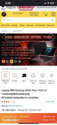 Laptop MSI Gaming GF63