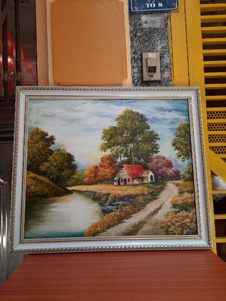 Tranh sơn dầu Phong cảnh 57x67 cm. Mua bán Đồ sưu tầm, đồ cổ tại Quận Hoàng Mai Hà Nội được đăng bởi hoa mo hình 1