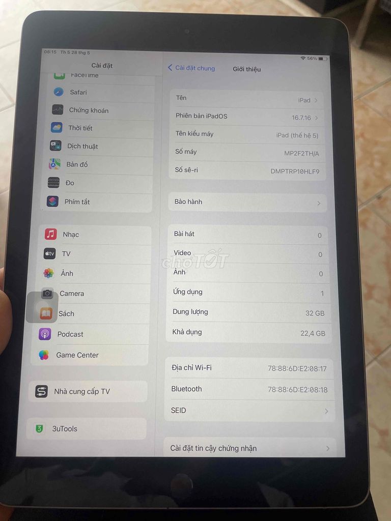 Apple iPad (thế hệ 5) 32GB Xám. Mua bán Máy tính bảng tại Quận 12 Tp Hồ Chí Minh được đăng bởi hong hình 1