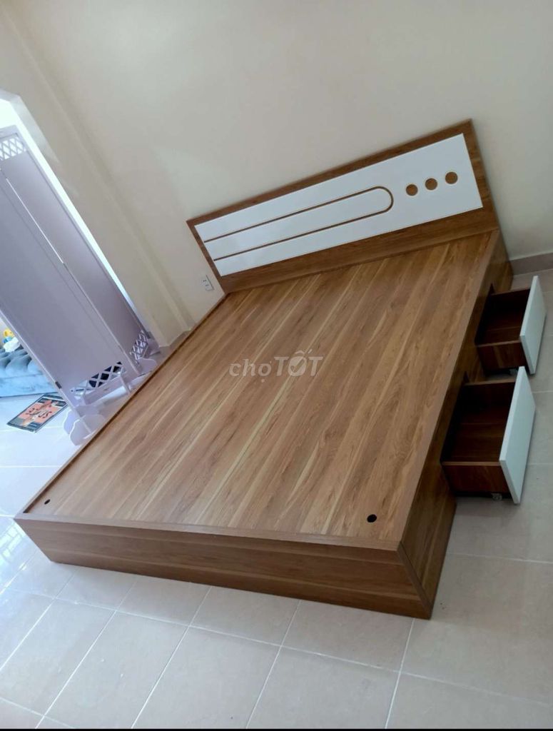 GIƯỜNG 1M8*2M GỖ CÔNG NGHIỆP (MDF) CÓ HỘP KÉO