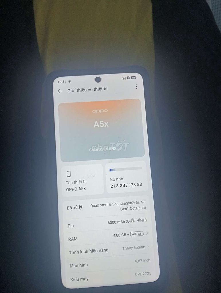 OPPO A5x 128GB Đen. Mua bán Điện thoại tại Quận 12 Tp Hồ Chí Minh được đăng bởi Doanh Pham hình 1