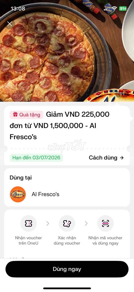 Mã giảm giá Al Frescos 225.000 VND. Mua bán Đồ ăn, thực phẩm và các loại khác tại Quận 5 Tp Hồ Chí Minh được đăng bởi Thuý Vy hình 1