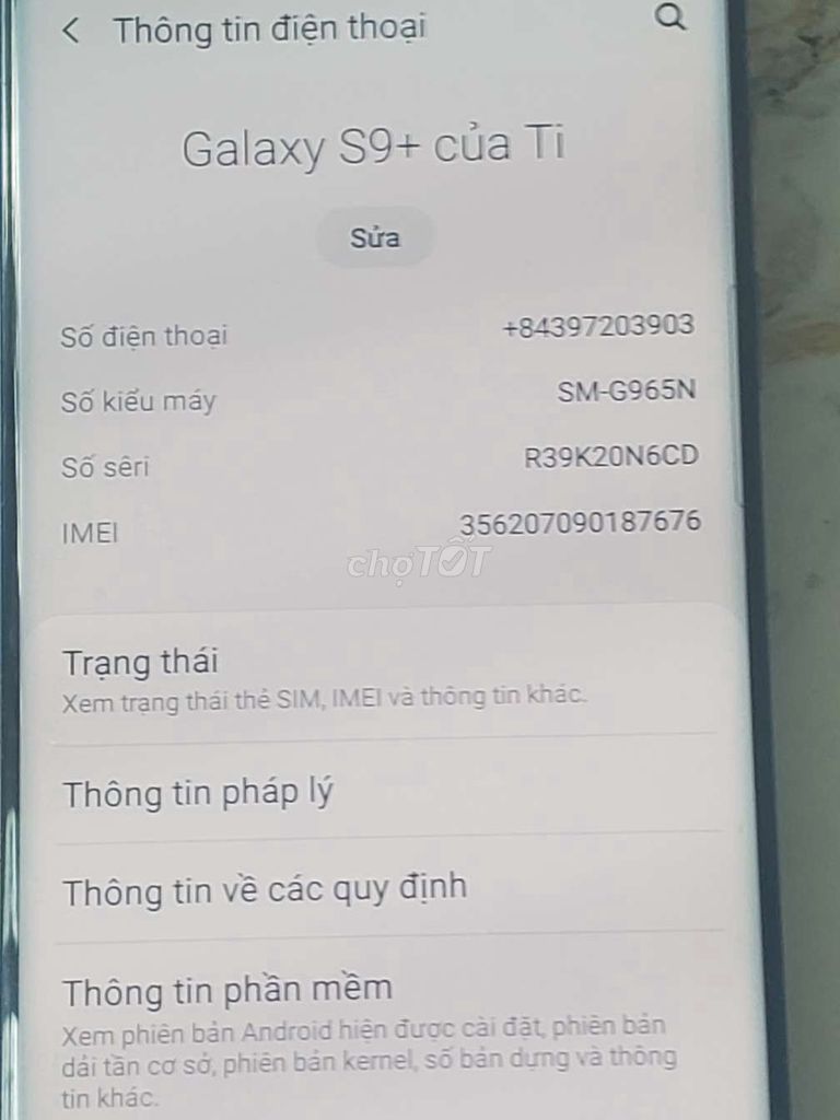 Samsung Galaxy S9+ Xanh 256GB 6GB Like New. Mua bán Điện thoại tại Thị xã An Nhơn Bình Định được đăng bởi Tín Nguyễn hình 1