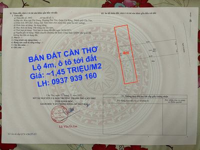 Bán gấp đất nền Cái Răng Cần Thơ 1,3 tỷ, 897m2 giá ưu đãi 1,5 triệu/m2. Mua bán đất tại Quận Cái Răng Cần Thơ được đăng bởi Lụa Nam Long