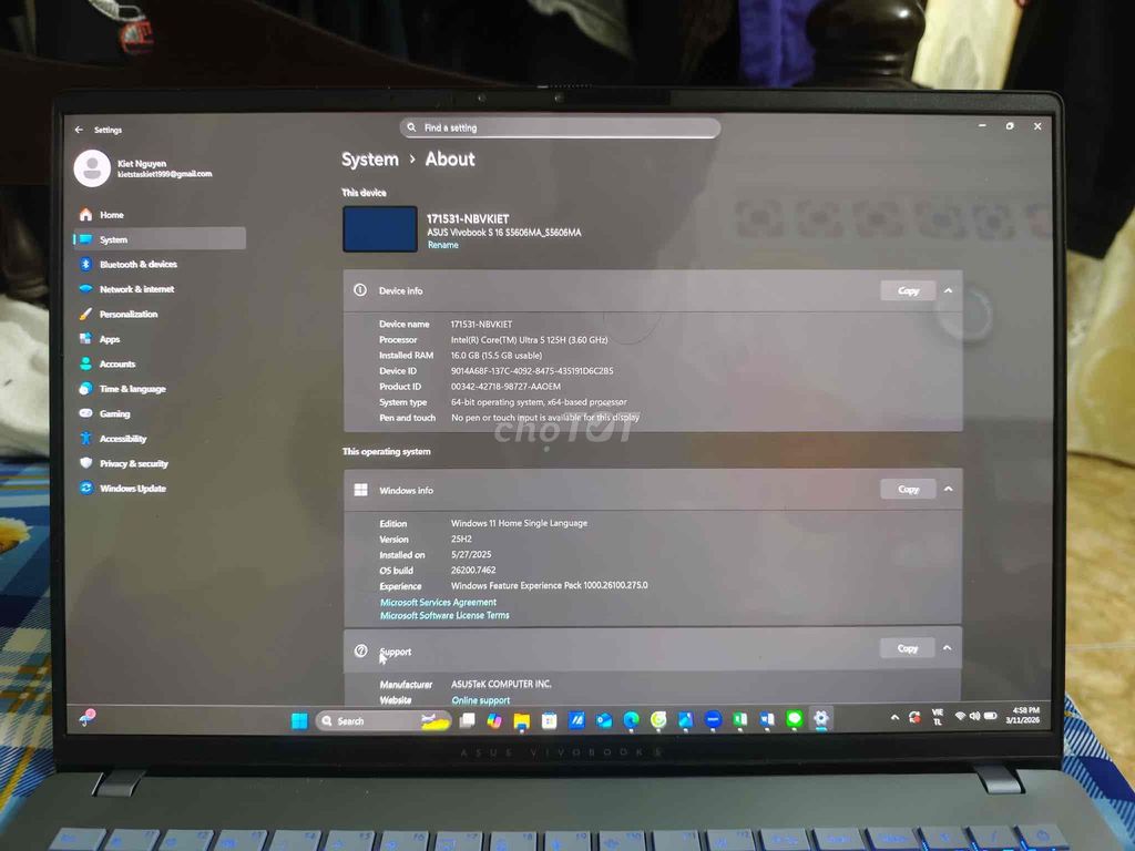 Asus Vivobook S 16 OLED Ultra 5 16GB/512GB. Mua bán Laptop tại Thành phố Huế Thừa Thiên Huế được đăng bởi Trần Nhật hình 1