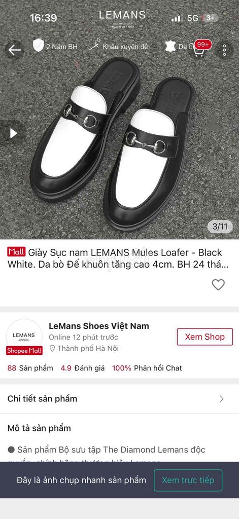 Giày sục LEMANS Nam Da bò Đen trắng. Mua bán Giày dép tại Quận Phú Nhuận Tp Hồ Chí Minh được đăng bởi Nhân hình 1