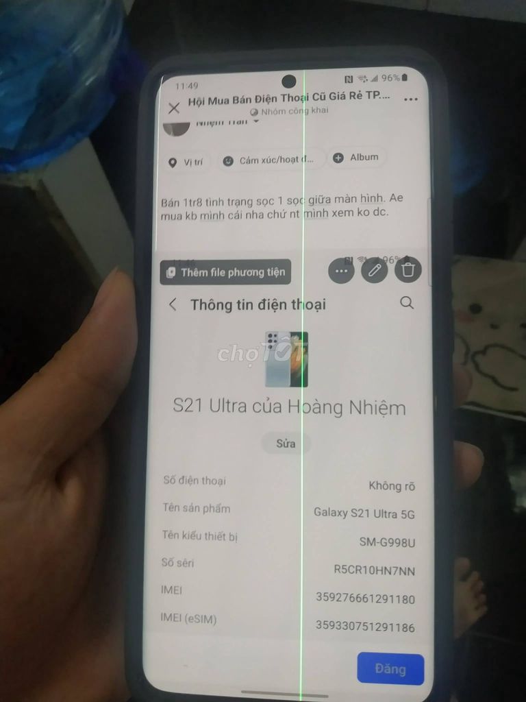Samsung Galaxy S21 Ultra 5G Bạc Sọc màn hình. Mua bán Điện thoại tại Quận 10 Tp Hồ Chí Minh được đăng bởi Hội Đồ Điện Tử hình 1