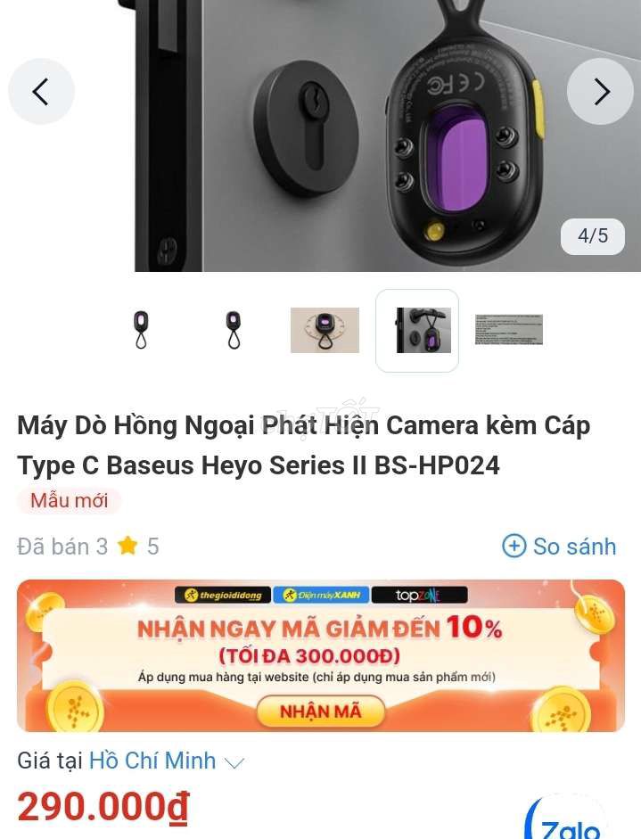 Máy dò hồng ngoại phát hiện camera kiêm đèn pin