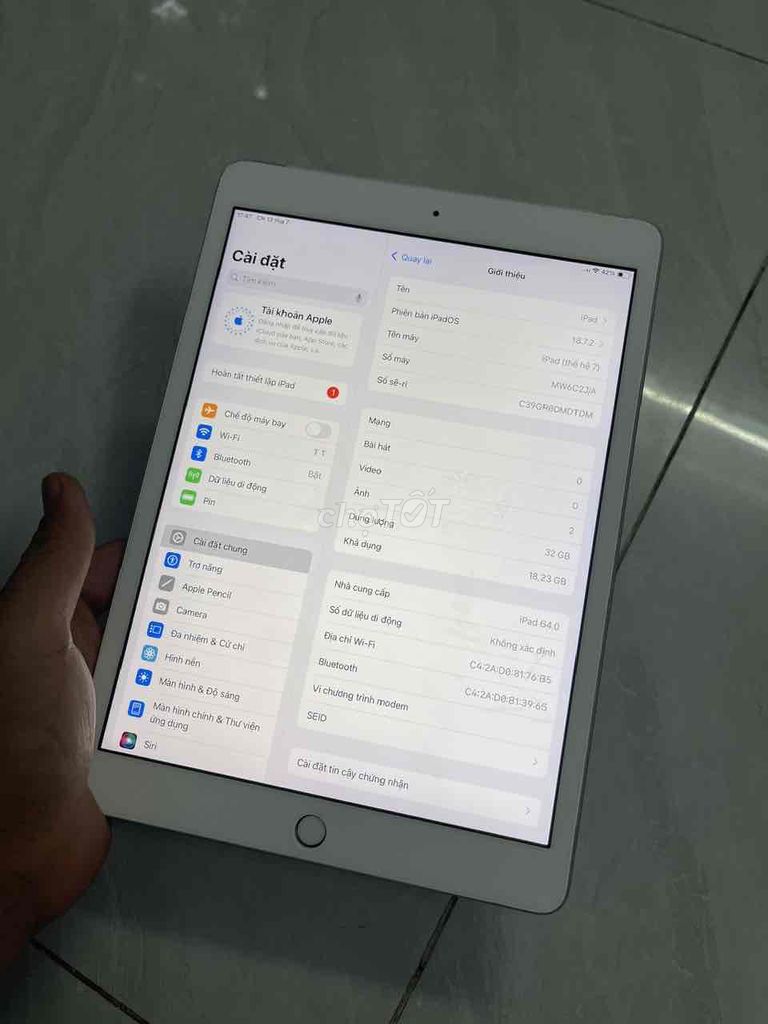iPad Gen 7 32GB mất vi trình sim Pin70% Ko bớt. Mua bán Máy tính bảng tại Quận 8 Tp Hồ Chí Minh được đăng bởi điện thoại giá rẻ  hình 1