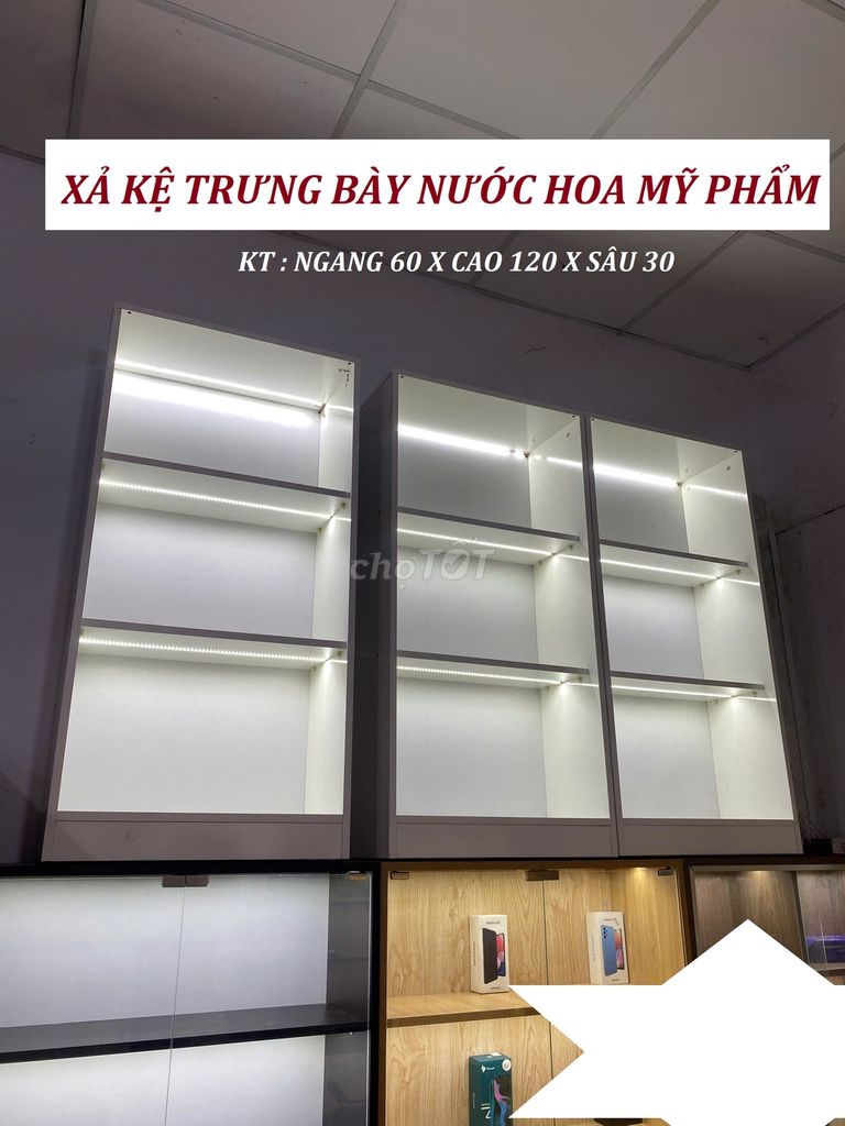 KỆ TRƯNG BÀY MỸ PHẨM & TRƯNG BÀY NƯỚC HOA 1M2 X 60