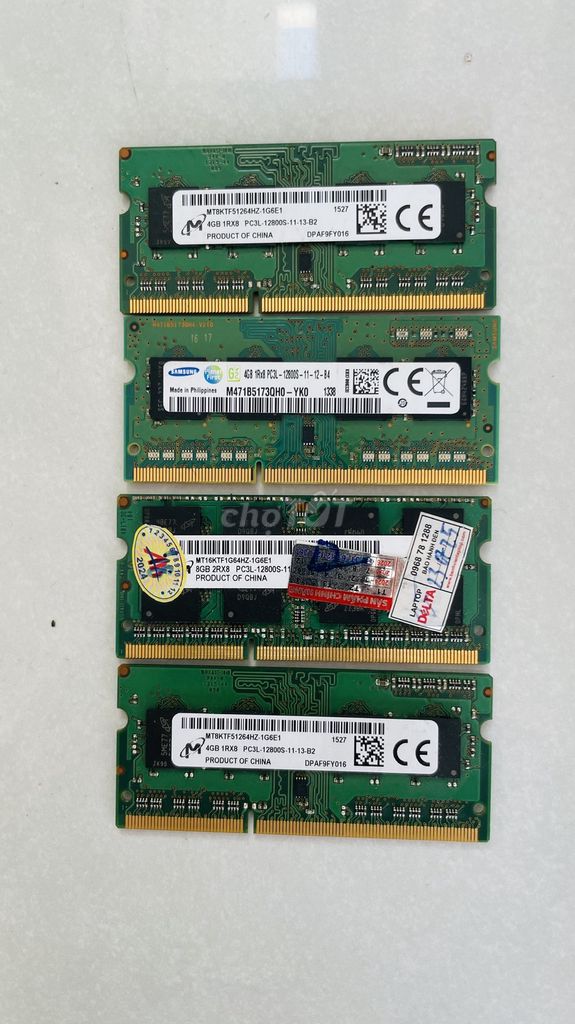 4 thanh RAM laptop 4GB DDR3 PC3L 12800. Mua bán Linh kiện (RAM, Card...) tại Thị xã Mỹ Hào Hưng Yên được đăng bởi Chung Vũ hình 1