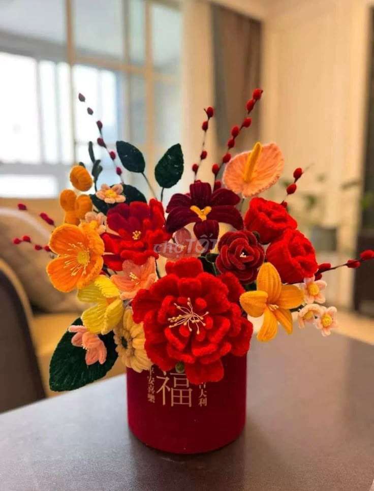 Hoa trang trí Kẽm nhung Đỏ, vàng, cam. Mua bán Cây cảnh, đồ trang trí tại Thành phố Đà Lạt Lâm Đồng được đăng bởi Tiệm bánh Thanh Hà hình 1