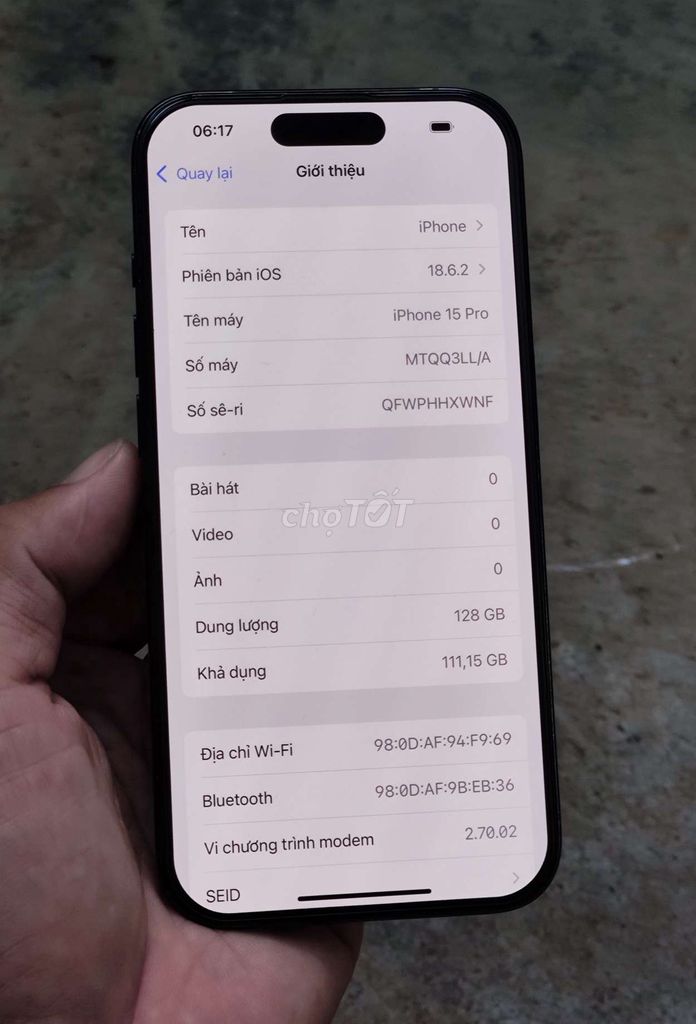 iPhone 15 Pro 128GB Quốc Tế , Zin , Có Trao Đổi. Mua bán Điện thoại tại Thành phố Buôn Ma Thuột Đắk Lắk được đăng bởi DQ hình 1