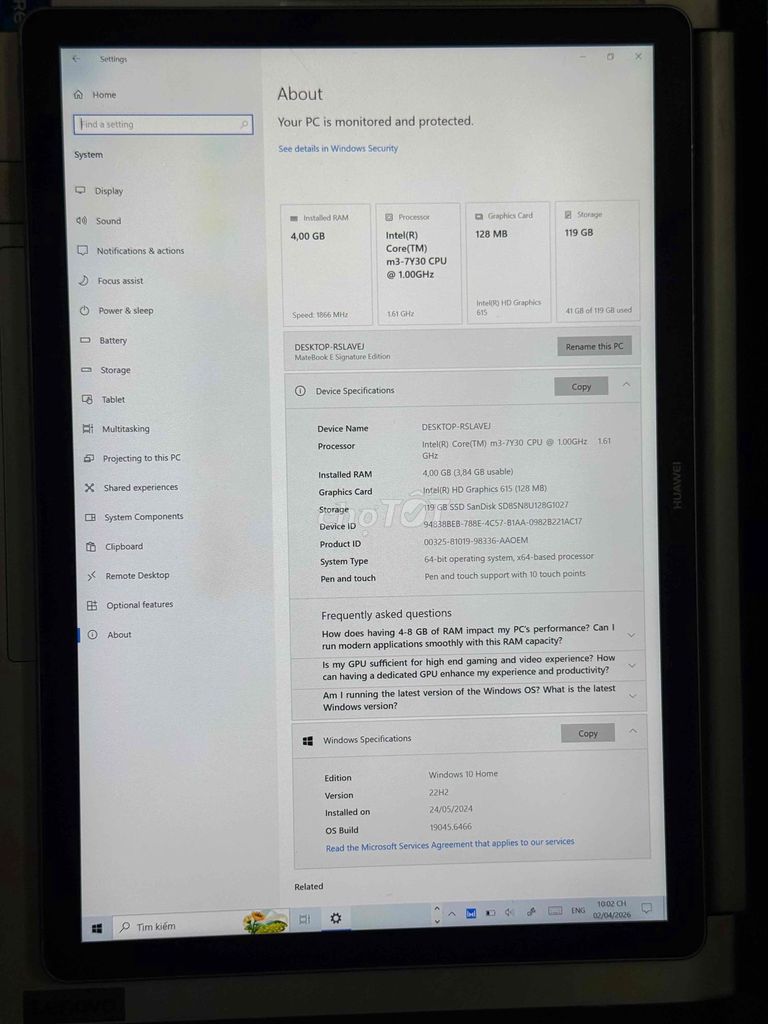 Huawei Matebook E m3-7Y30 4GB/128GB. Mua bán Máy tính bảng tại Quận Bình Tân Tp Hồ Chí Minh được đăng bởi PK UY TÍN hình 1