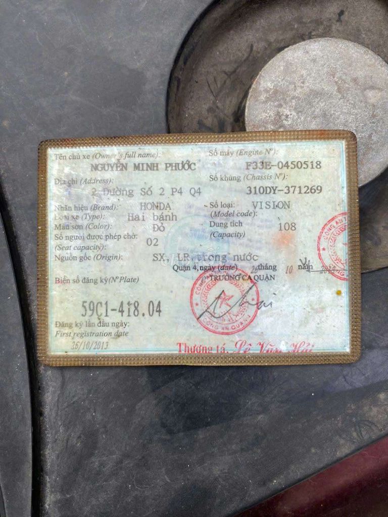 Honda Vision 2013 màu Đỏ. Mua bán Xe máy tại Quận 4 Tp Hồ Chí Minh được đăng bởi Nguyễn minh phước hình 5