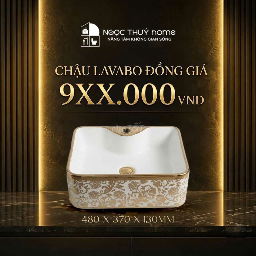 Chậu lavabo Ngọc Thuý Home Sứ Trắng Vàng. Mua bán Thiết bị vệ sinh, nhà tắm tại Thành phố Thủ Dầu Một Bình Dương được đăng bởi Pham hoai bao hình 1