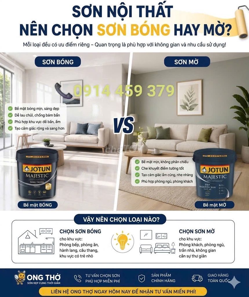 Nên Chọn Sơn Nội Thất BÓNG hay MỜ?. Dịch vụ tại Quận Gò Vấp Tp Hồ Chí Minh được đăng bởi sonongtho02 hình 1