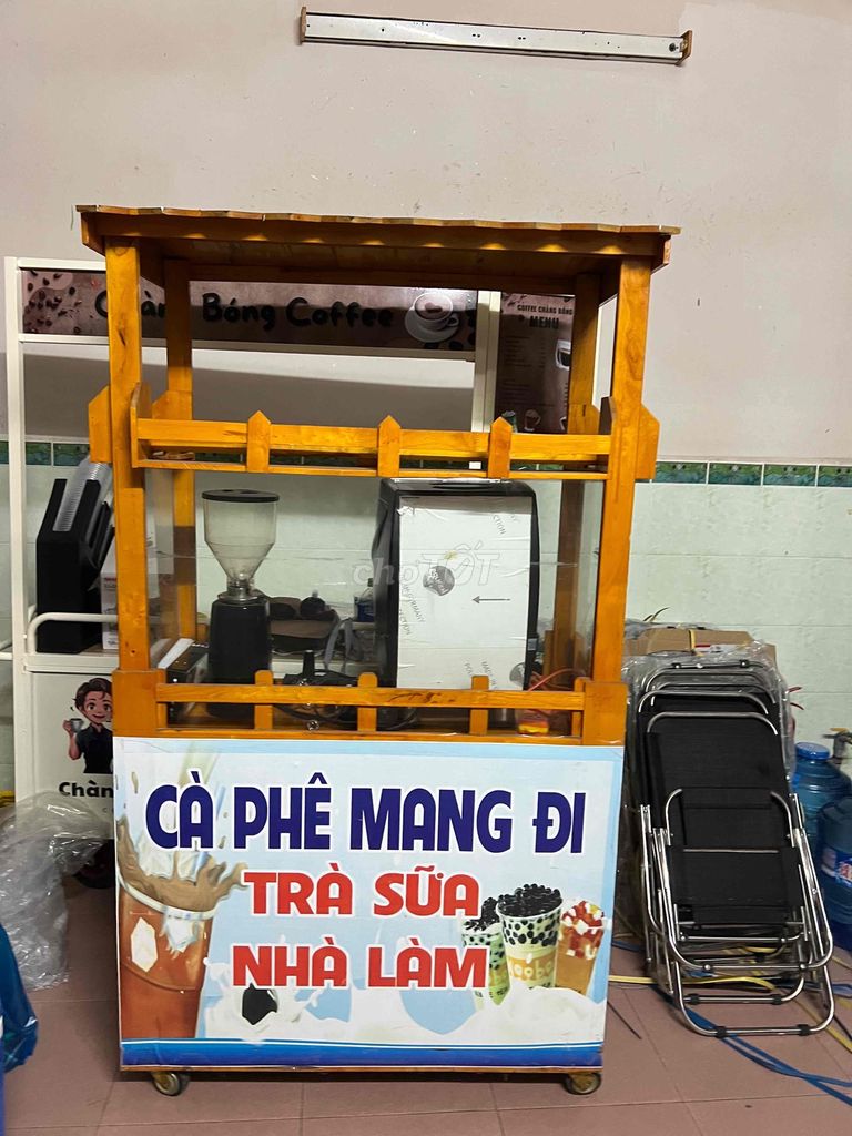 Cần Bán xe Cà Phê bằng gỗ có kính.