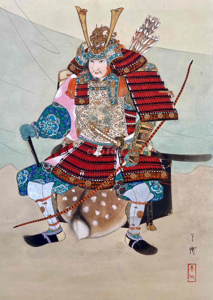 Tranh cuộn Giấy Vẽ tay Samurai Lỗi phần trên. Mua bán Đồ sưu tầm, đồ cổ tại Quận 4 Tp Hồ Chí Minh được đăng bởi HÀNG SƯU TẦM  hình 1