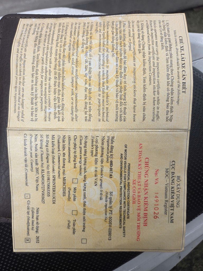 Mercedes Sprinter 2007 - Van 900kg giá tốt bán gấp. Mua bán Ô tô tại Thành phố Dĩ An Bình Dương được đăng bởi nguyenanhhcm hình 3