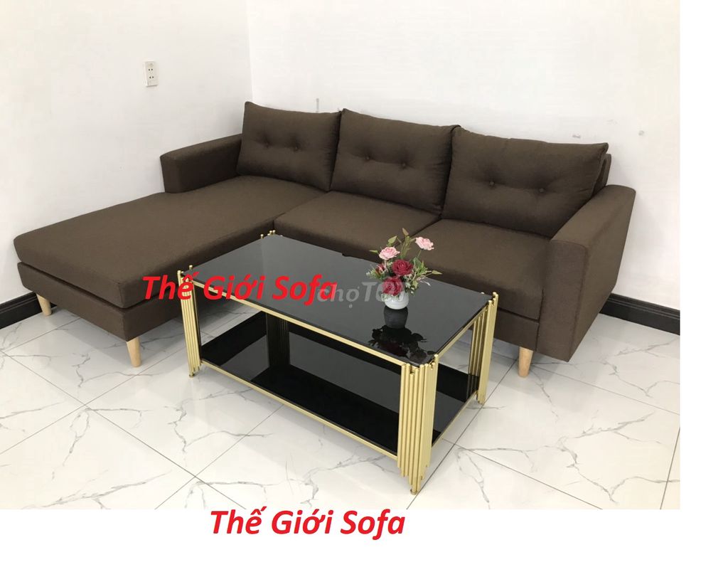 Bộ ghế sofa góc L màu nâu giá rẻ ở Đồng Nai