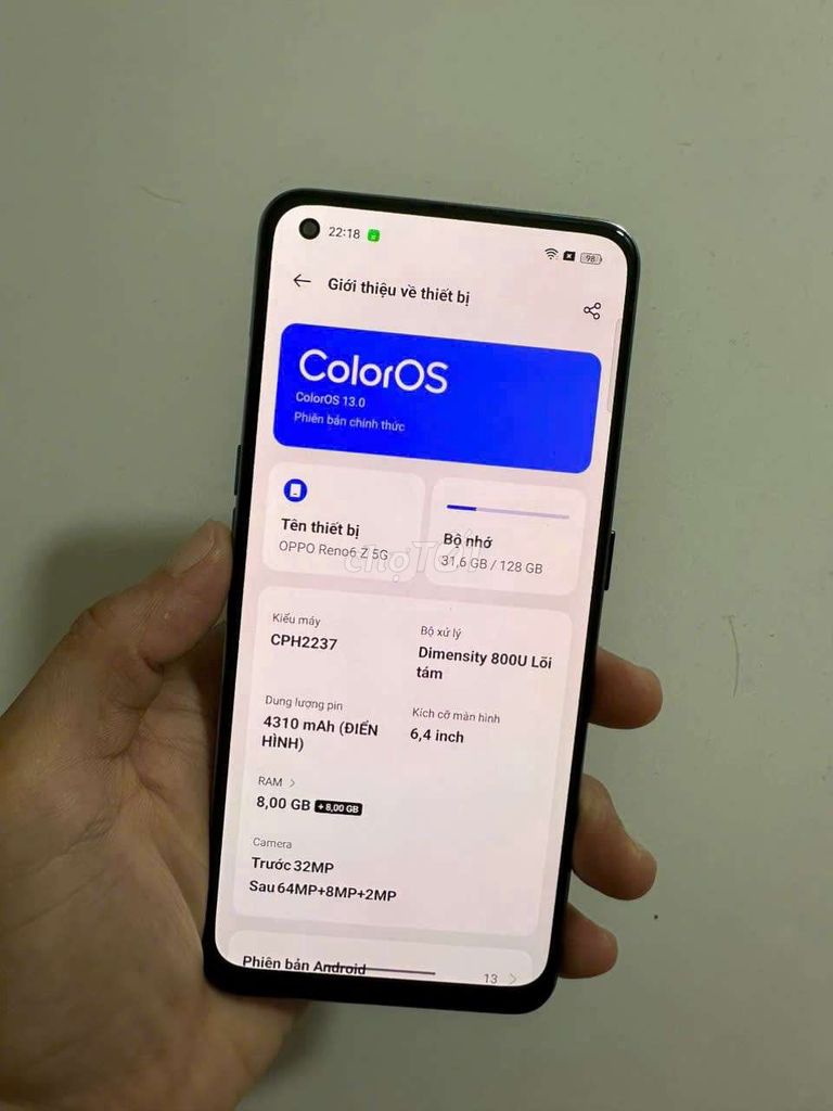 OPPO Reno6 Z 5G Ram 8+8GB Rom 128GB Màn Amoled zin. Mua bán Điện thoại tại Thành phố Vĩnh Long Vĩnh Long được đăng bởi Vi Apple hình 1