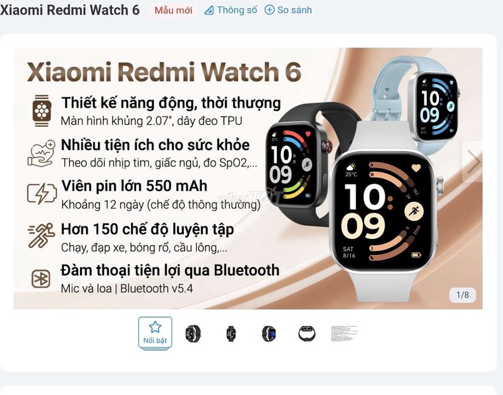 Xiaomi Redmi Watch 6. Mua bán Thiết bị đeo thông minh tại Quận Liên Chiểu Đà Nẵng được đăng bởi Buyer0690 hình 1
