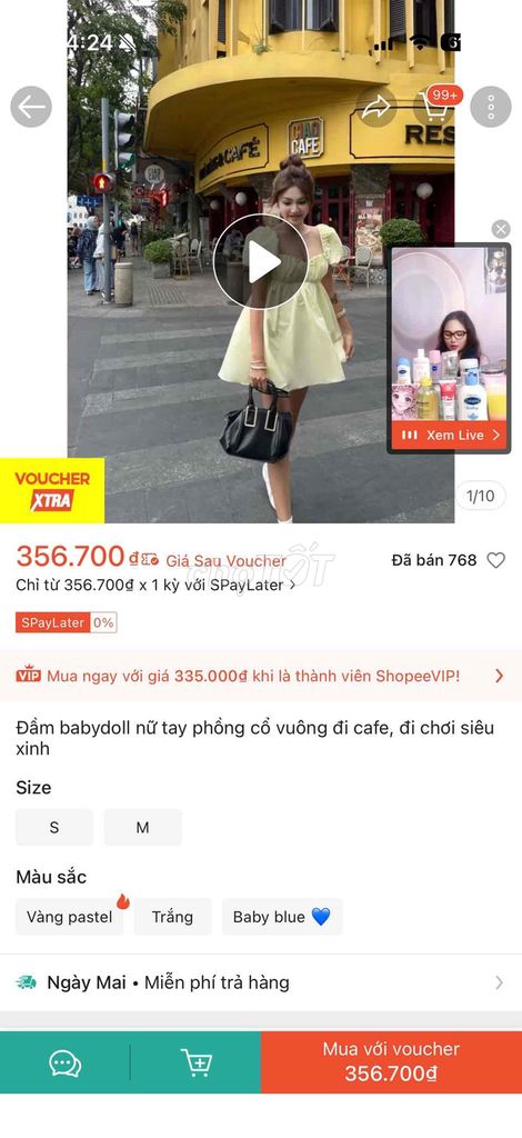 Đầm babydoll Nữ size S. Mua bán Quần áo tại Quận 3 Tp Hồ Chí Minh được đăng bởi Anh Thuý hình 1
