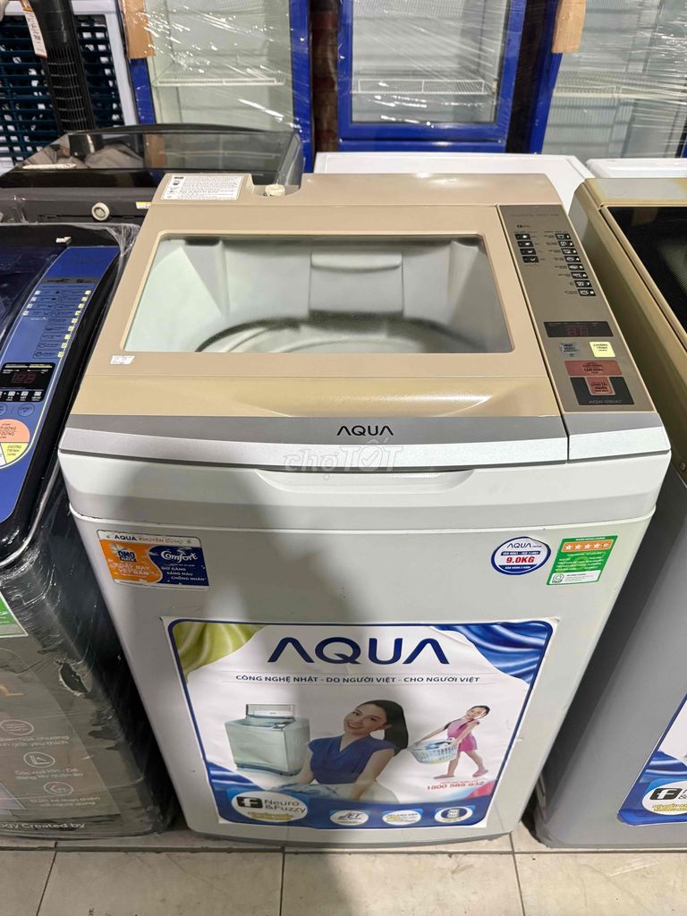 Máy giặt Aqua 9kg cửa trên Xám tiết kiệm điện. Mua bán Máy giặt tại Quận 7 Tp Hồ Chí Minh được đăng bởi Điện Lạnh Giá Tốt hình 1