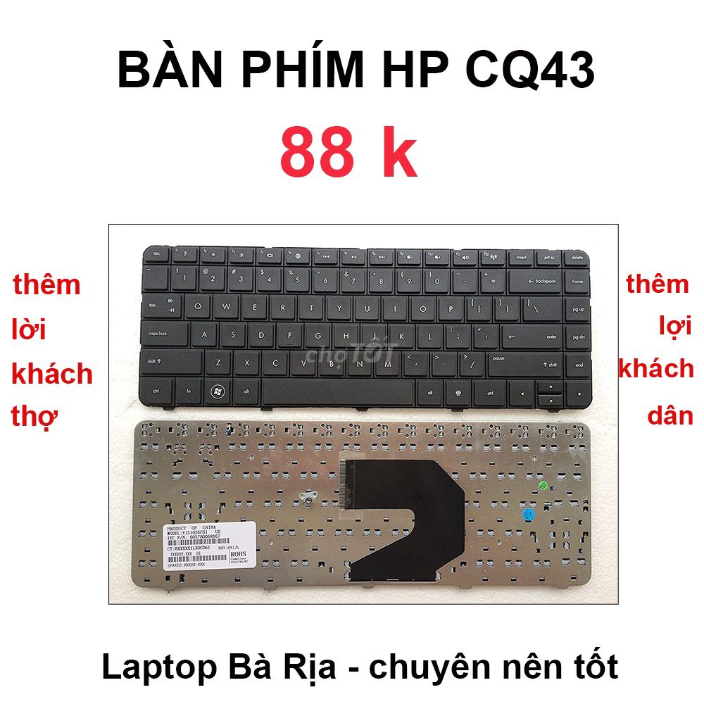 Bàn phím laptop HP CQ43 Đen. Mua bán Phụ kiện (Màn hình, Chuột...) tại Thành phố Bà Rịa Bà Rịa - Vũng Tàu được đăng bởi Laptop Bà Rịa hình 1