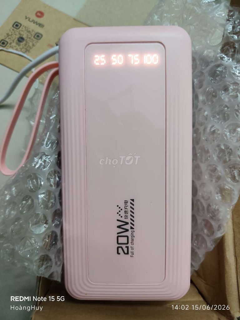 Sạc dự phòng YUWEI 50000mAh Hồng 20W. Mua bán Phụ kiện (Màn hình, Chuột...) tại Thành phố Thủ Đức Tp Hồ Chí Minh được đăng bởi Hoàng Huy hình 1