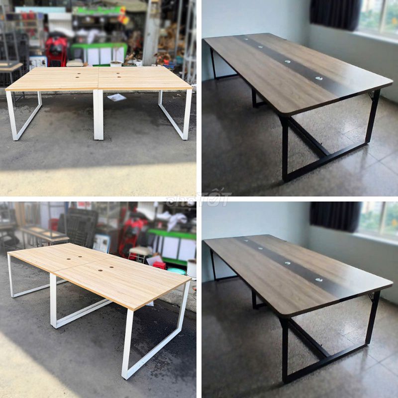 Bàn Họp Mặt Gỗ Khung Sắt 1m2 Đẹp