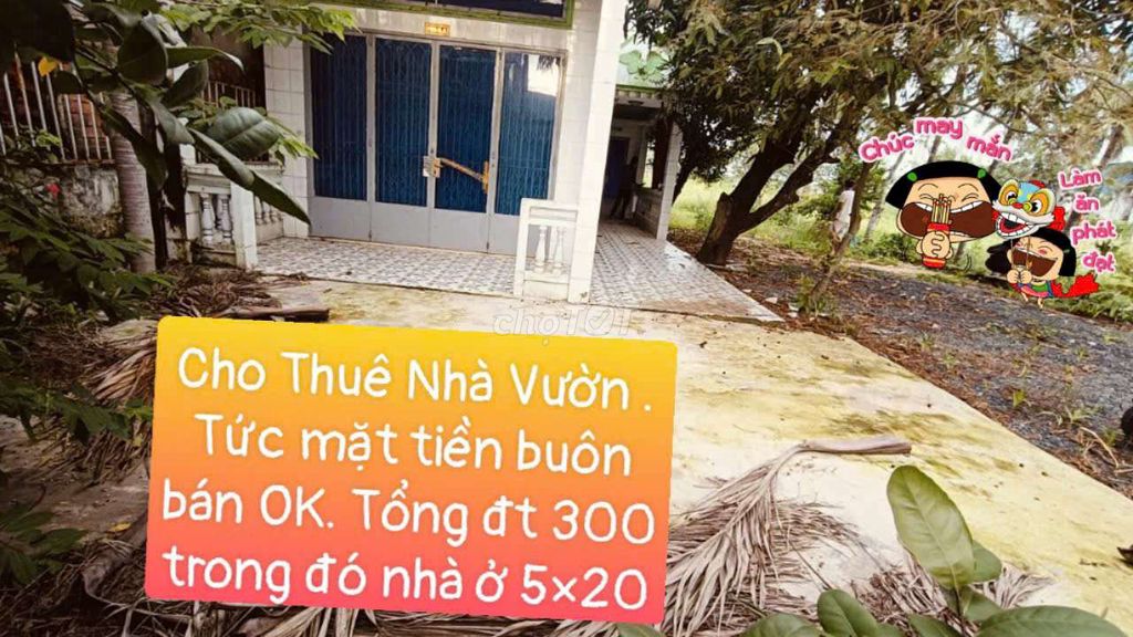 Nhà vườn mặt tiền lại Hùng Cường vào 1/ . Tổng 300 m có  nhà 5*20