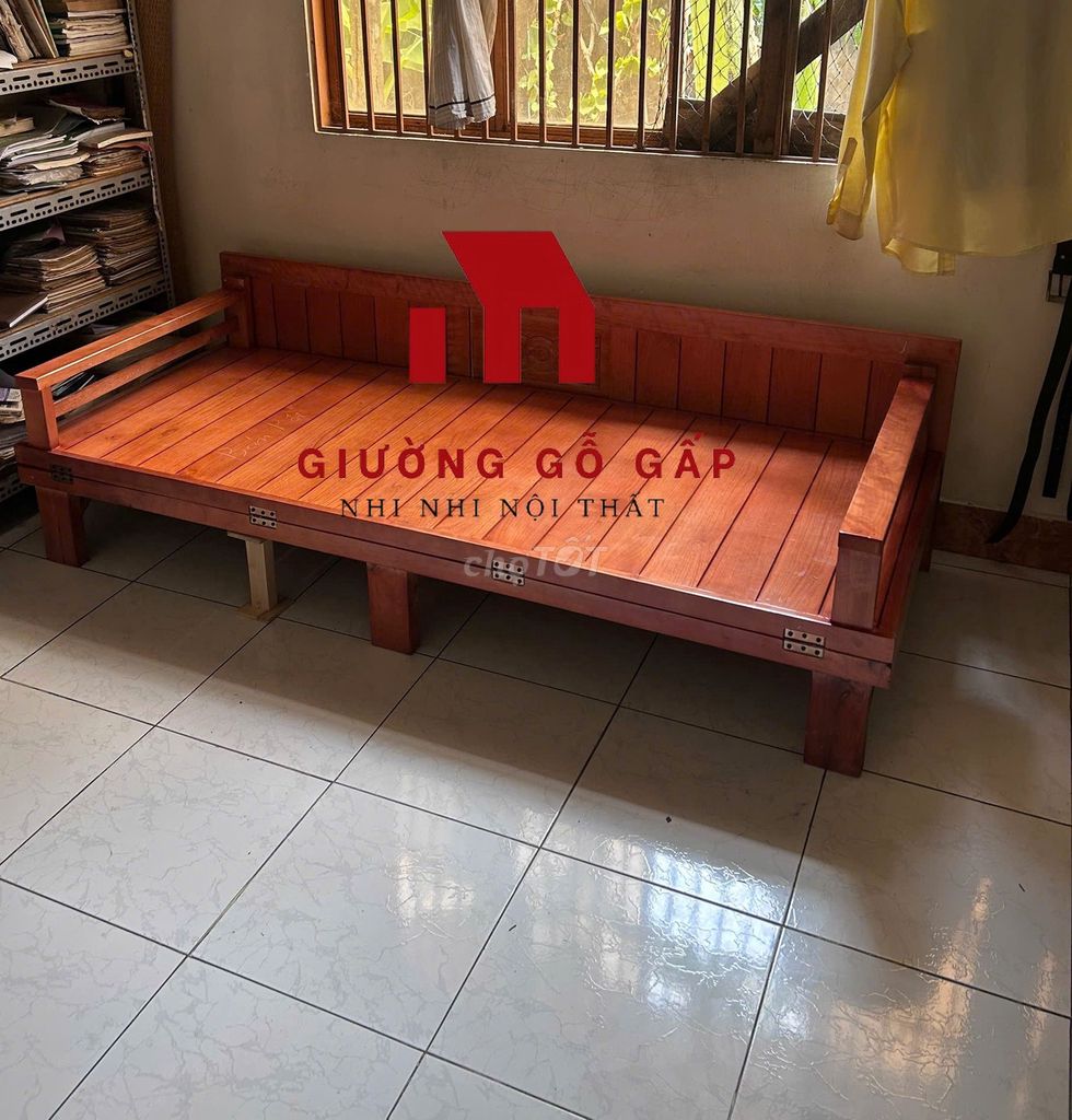 Giường gỗ gấp Gỗ sồi 1m2 Nâu gỗ. Mua bán Giường, chăn ga gối nệm tại Quận 1 Tp Hồ Chí Minh được đăng bởi Nhi Nội Thất Nhựa Giá Xưởng  hình 1