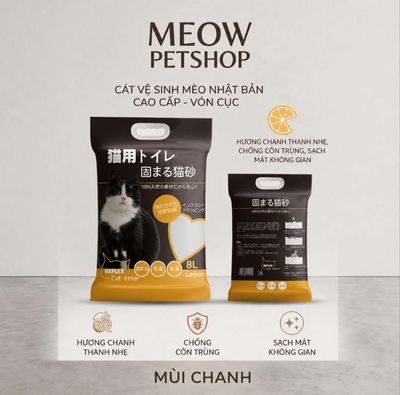 Cát vệ sinh Meow Petshop 8L Vón cục Chanh