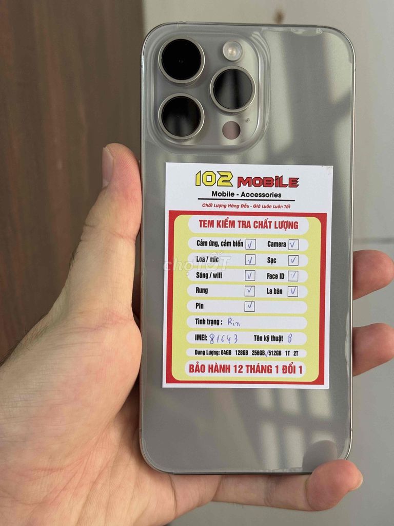 iPhone 15 Pro Max 256GB Natural VN chính hãng. Mua bán Điện thoại tại Thành phố Buôn Ma Thuột Đắk Lắk được đăng bởi Nguyễn Hoàng hình 1