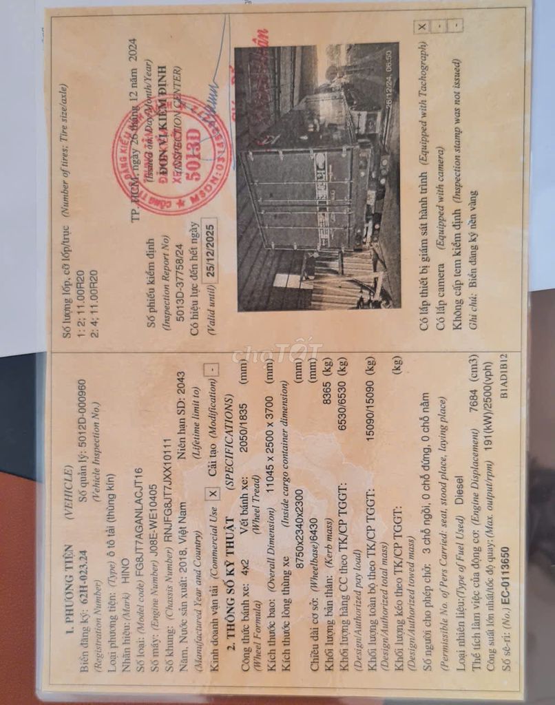 Xe tải HINO 500 2018 Màu đỏ thùng dài 8m7. Mua bán Xe tải, xe ben tại Huyện Đức Hòa Long An được đăng bởi Huy Quang hình 8