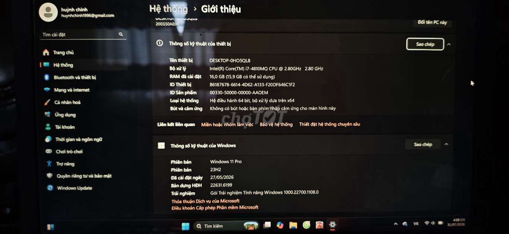 Lenovo ThinkPad i7-4810MQ 16GB Windows 11 Pro. Mua bán Laptop tại Quận Ninh Kiều Cần Thơ được đăng bởi chinh hình 1