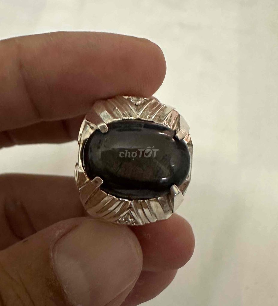 Nhẫn Bạc Đá Sapphire Sao Thiên Nhiên Rất Đẹp