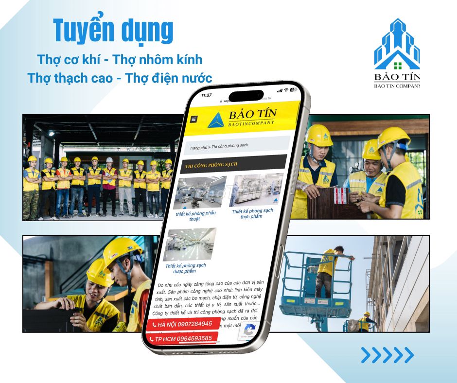 Tuyển dụng thợ cơ khí, điện nước, nhôm kính