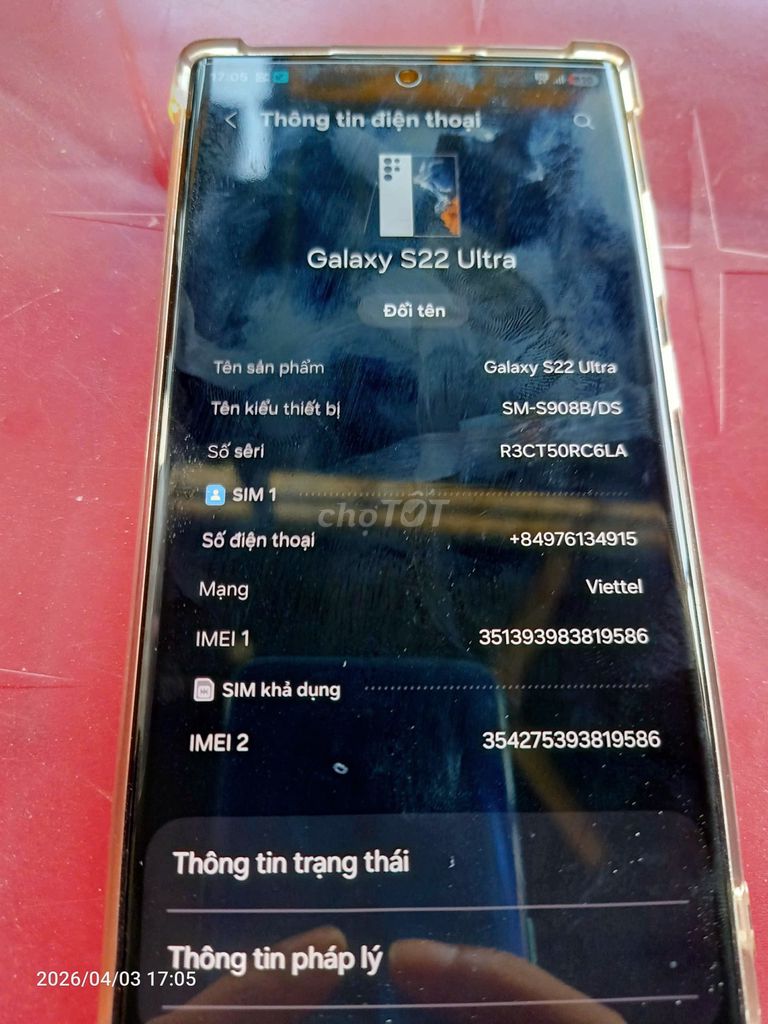 Samsung Galaxy S22 Ultra Trắng. Mua bán Điện thoại tại Thành phố Thuận An Bình Dương được đăng bởi Duan Nguyên Xuan hình 1
