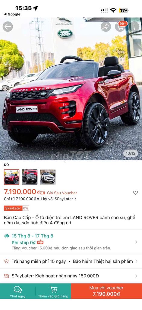 Xe ô tô điện trẻ em Range Rover Đỏ. Mua bán Mẹ và bé tại Quận Ba Đình Hà Nội được đăng bởi thú kưng hình 1
