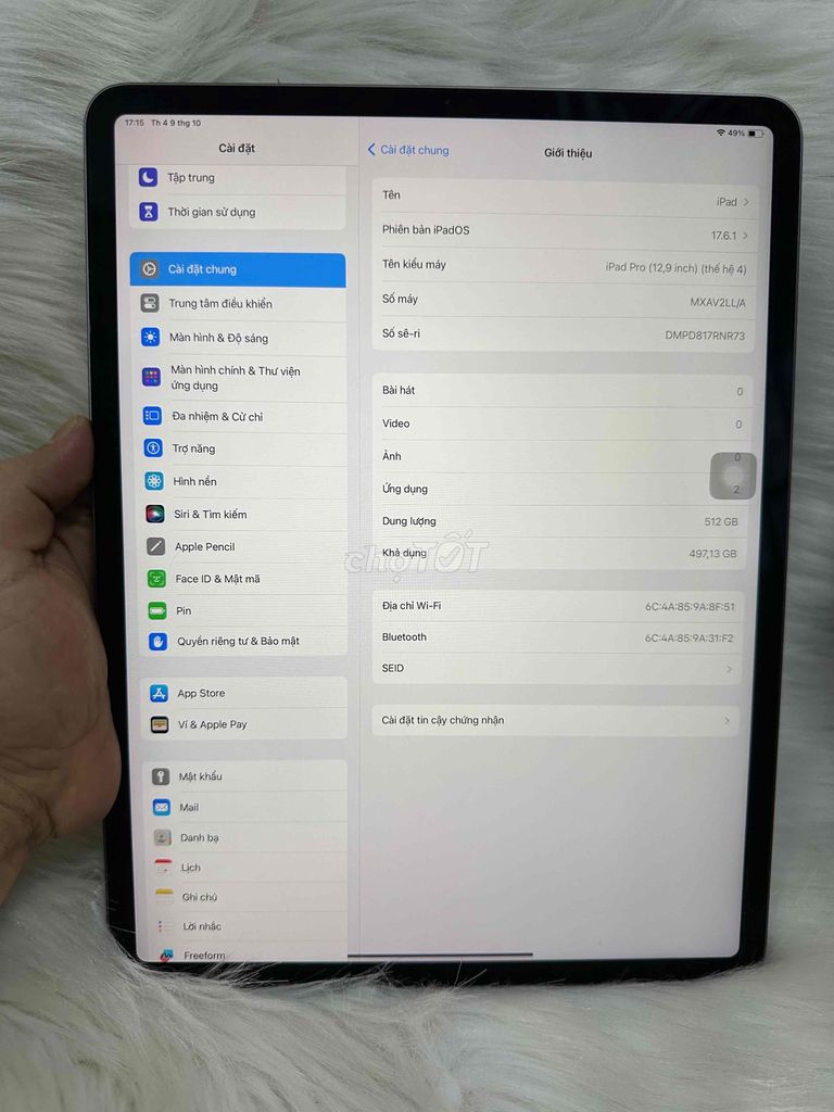 ipad Pro 2020 12.9 512G wifi zin all 98 giá rẻ