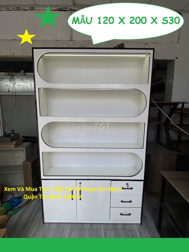 KỆ TỦ 120X200X30 FULL VÁN GỖ CÓ ĐÈN LED TRƯNG BÀY. Mua bán Tủ, kệ gia đình tại Quận 12 Tp Hồ Chí Minh được đăng bởi Nội Thất Bàn Tủ Kệ Cửa Hàng Và Văn Phòng hình 1