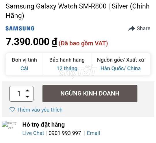 Samsung watch 46 mm mạnh mẽ pin 1 tuần